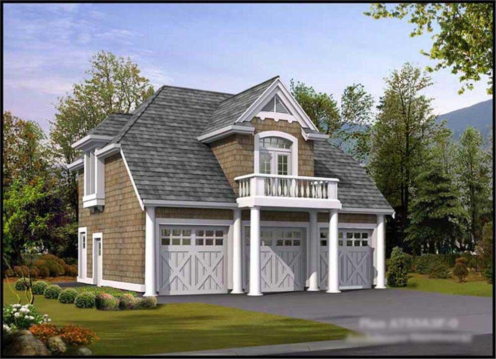 Color rendering of Garage w/Apartment home plan (ThePlanCollection: House Plan #115-1366)