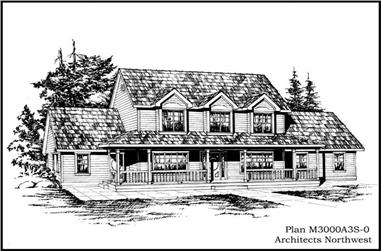4-Bedroom, 3607 Sq Ft Country Home Plan - 115-1388 - Main Exterior