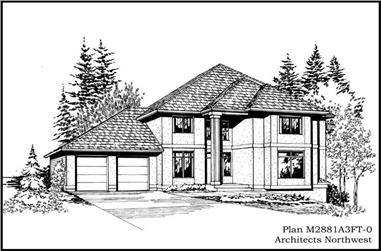 4-Bedroom, 2819 Sq Ft Contemporary Home Plan - 115-1420 - Main Exterior