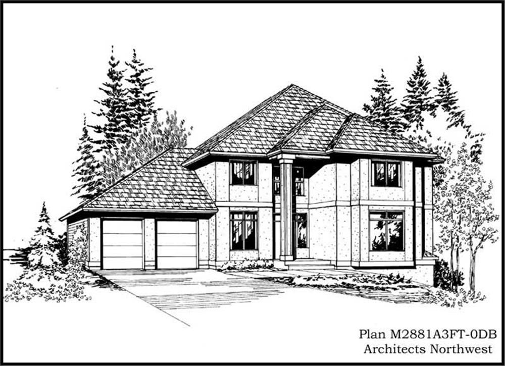 Front elevation of Contemporary home (ThePlanCollection: House Plan #115-1421)