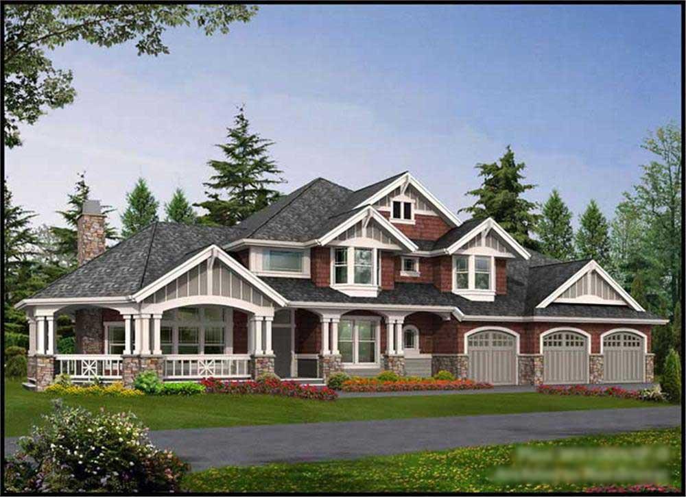 Front elevation of Craftsman home (ThePlanCollection: House Plan #115-1454)