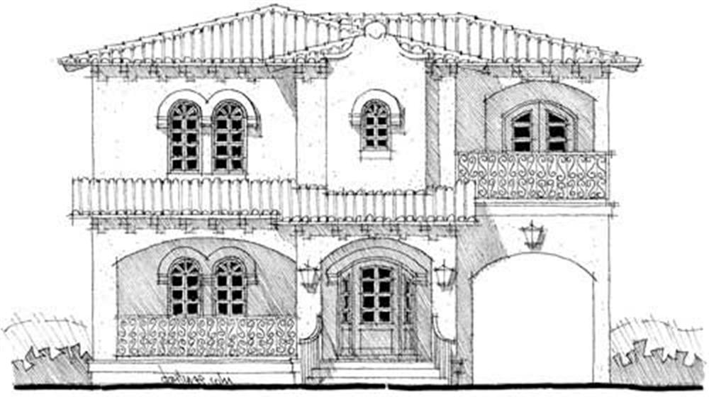 Front elevation of Mediterranean home (ThePlanCollection: House Plan #116-1008)