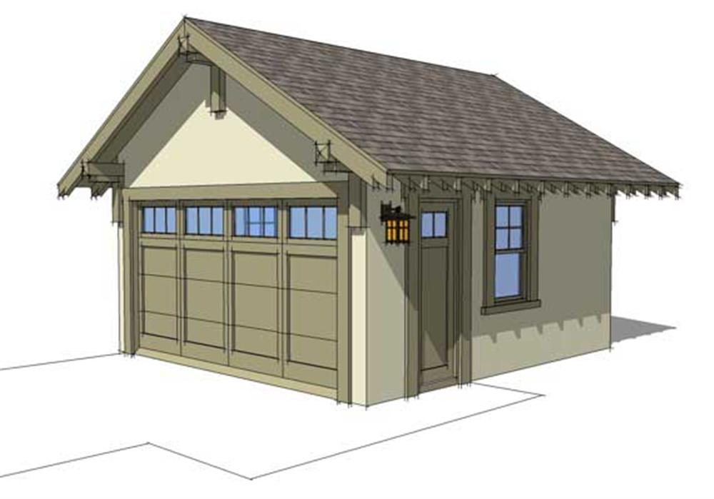 This image is a computer rendered elevation of these garage house plans.