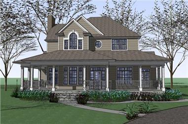3-Bedroom, 2543 Sq Ft Country House Plan - 117-1042 - Front Exterior