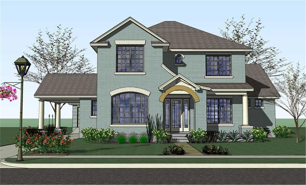 Front elevation of Traditional home (ThePlanCollection: House Plan #117-1051)