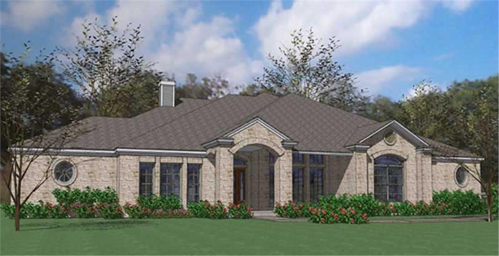 Front elevation of Ranch home (ThePlanCollection: House Plan #117-1081)