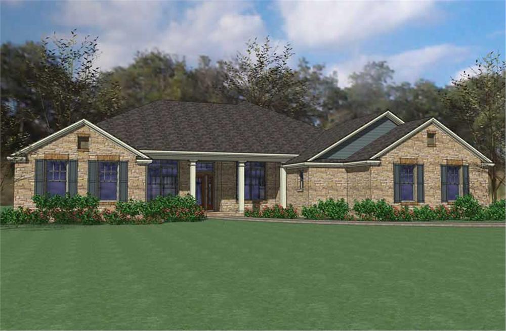 Front elevation of Ranch home (ThePlanCollection: House Plan #117-1084)