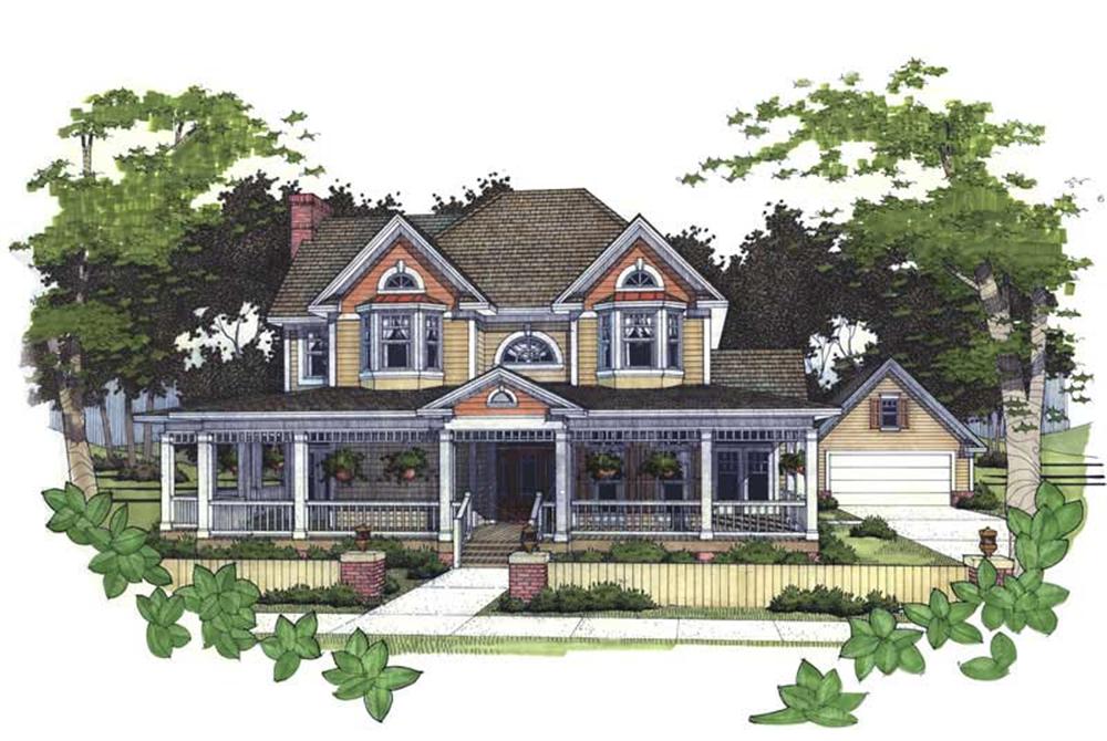 Front elevation of Farmhouse home (ThePlanCollection: House Plan #117-1088)
