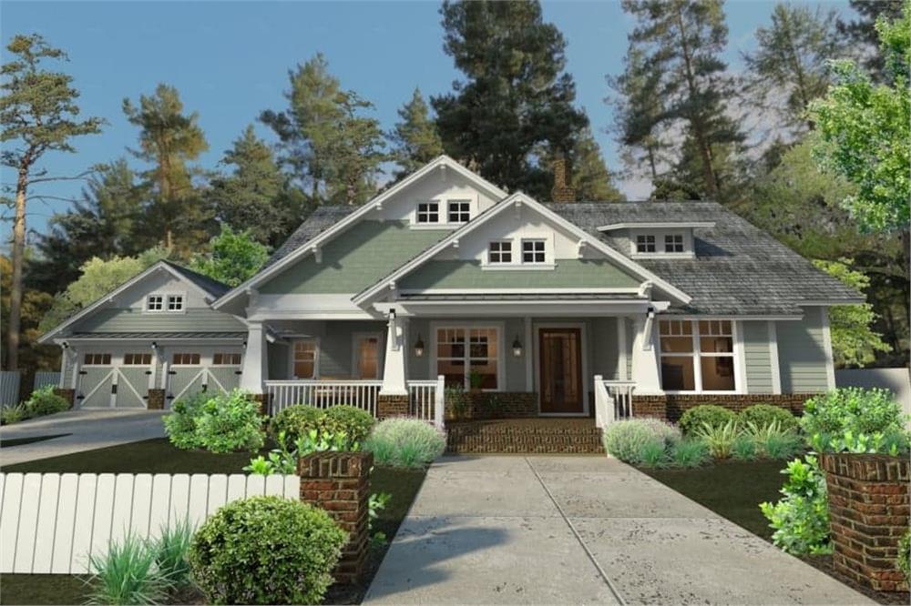 Photo-realistic rendering of Craftsman home plan (ThePlanCollection: House Plan #117-1095)