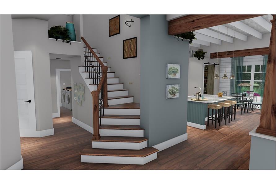 117-1128: Home Plan 3D Image-Entry Hall: Staircase