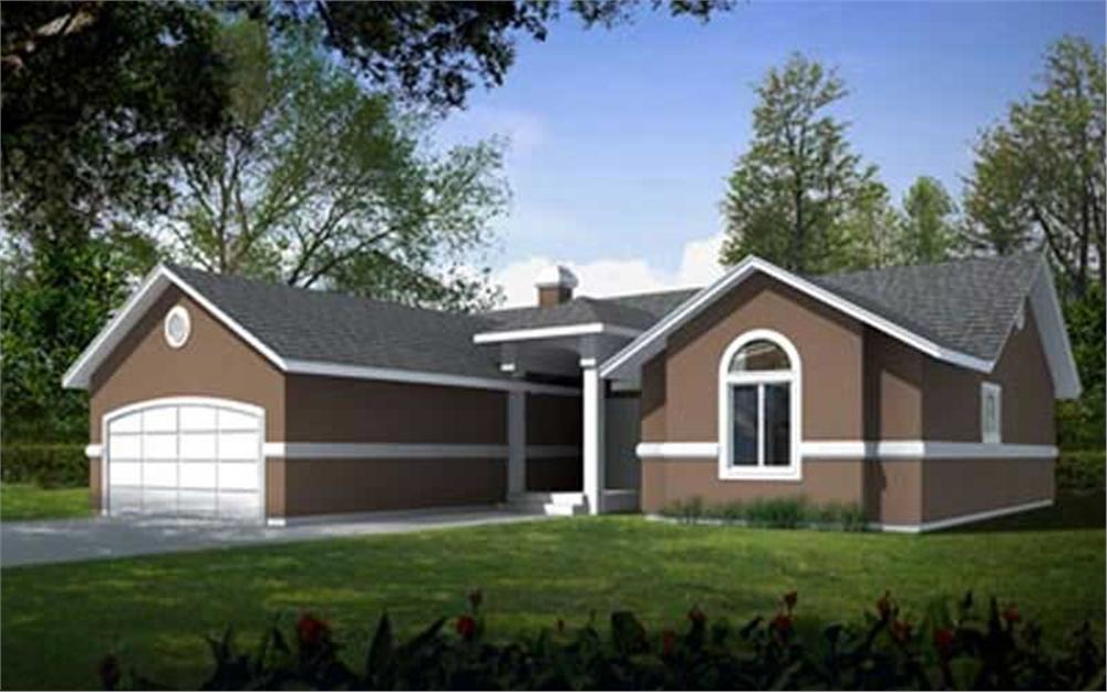 Front elevation of Ranch home (ThePlanCollection: House Plan #119-1026)