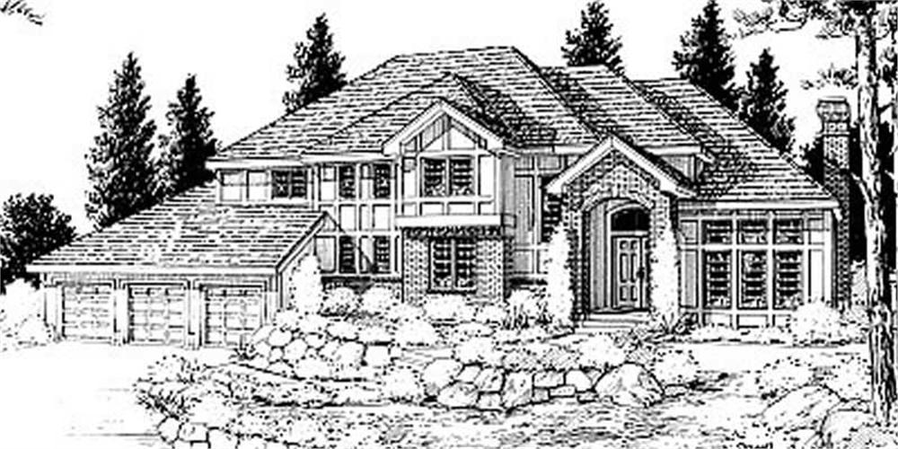 Front elevation of European home (ThePlanCollection: House Plan #119-1064)