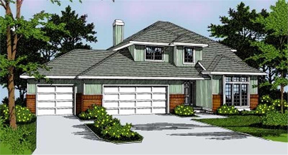 Front elevation of Contemporary home (ThePlanCollection: House Plan #119-1070)