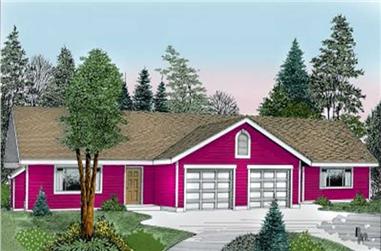 2-Bedroom, 1034 Sq Ft Multi-Unit House Plan - 119-1087 - Front Exterior