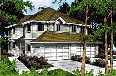 3-Bedroom, 1394 Sq Ft Multi-Unit House Plan - 119-1093 - Front Exterior