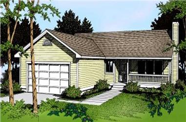 3-Bedroom, 1256 Sq Ft Ranch House Plan - 119-1123 - Front Exterior