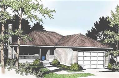 3-Bedroom, 1522 Sq Ft Ranch House Plan - 119-1135 - Front Exterior