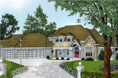 5-Bedroom, 3990 Sq Ft Country House Plan - 119-1145 - Front Exterior