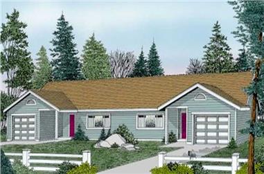 2-Bedroom, 1021 Sq Ft Multi-Unit House Plan - 119-1185 - Front Exterior