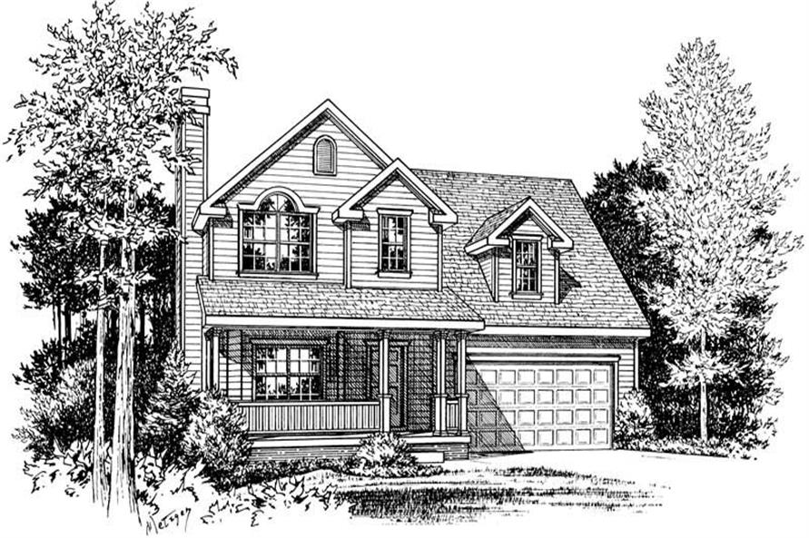 Front Elevation of this 3-Bedroom,1297 Sq Ft Plan -1297