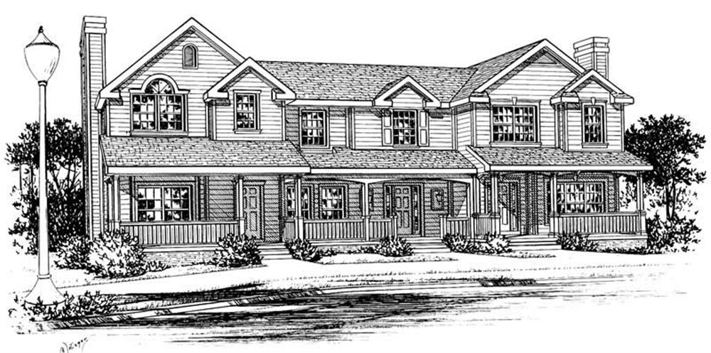 Front elevation of Multi-Unit home (ThePlanCollection: House Plan #120-1376)