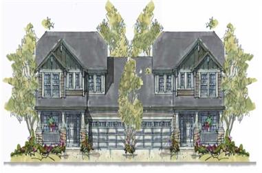 3-Bedroom, 1699 Sq Ft Multi-Unit House Plan - 120-1598 - Front Exterior