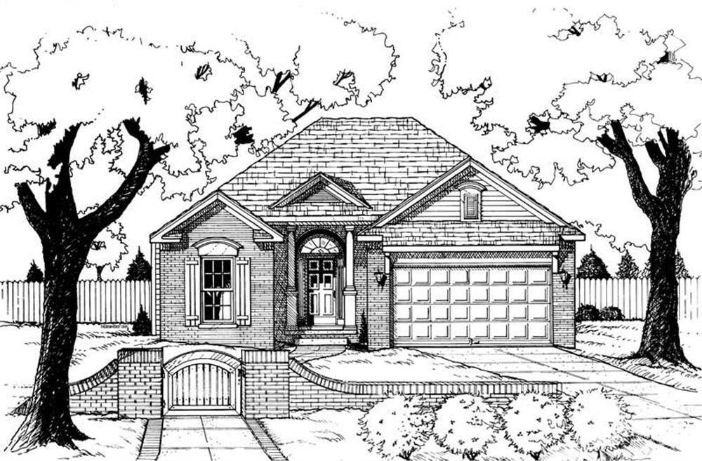 Front elevation of Ranch home (ThePlanCollection: House Plan #120-1664)