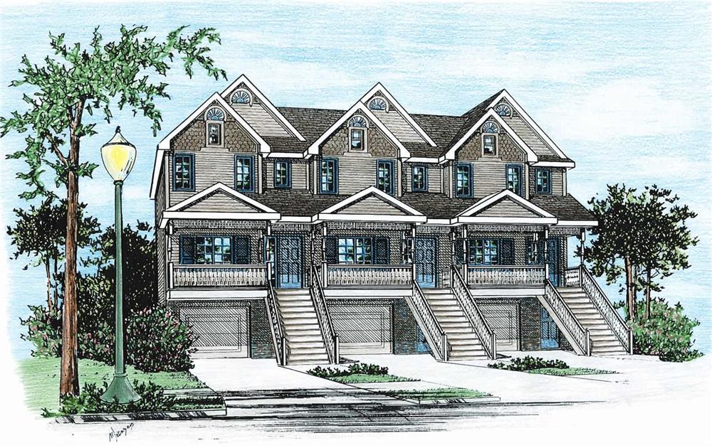 Front elevation of Multi-Unit home (ThePlanCollection: House Plan #120-1838)