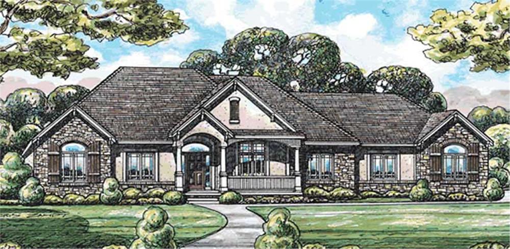 Front elevation of Country home (ThePlanCollection: House Plan #120-2077)