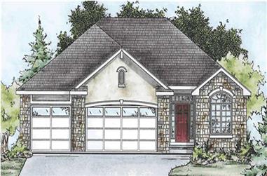 3-Bedroom, 1642 Sq Ft Country Home Plan - 120-2091 - Main Exterior