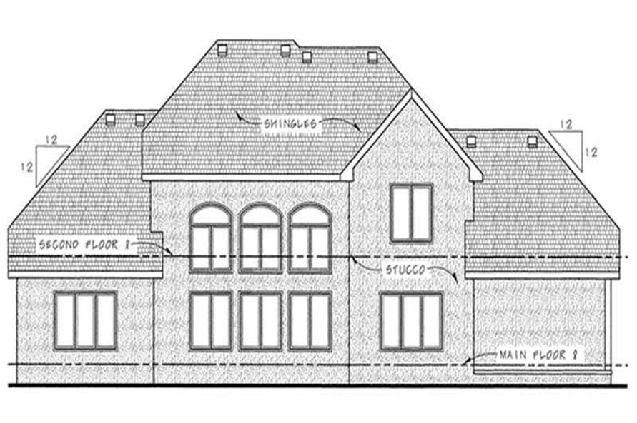 Home Plan Rear Elevation of this 4-Bedroom,3124 Sq Ft Plan -120-2176