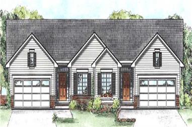 2-Bedroom, 1209 Sq Ft Multi-Unit House Plan - 120-2196 - Front Exterior