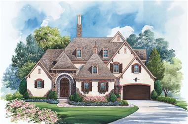 4-Bedroom, 4005 Sq Ft French House Plan - 120-2239 - Front Exterior