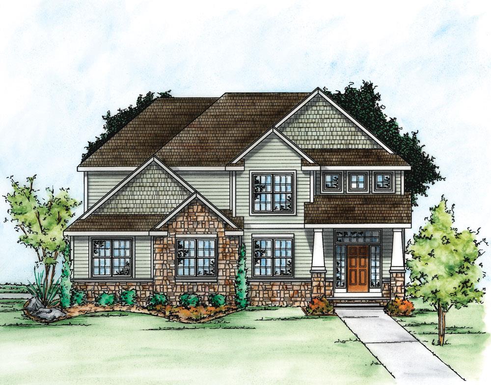 Front Elevation of this Craftsman House (#120-2275) at The Plan Collection.