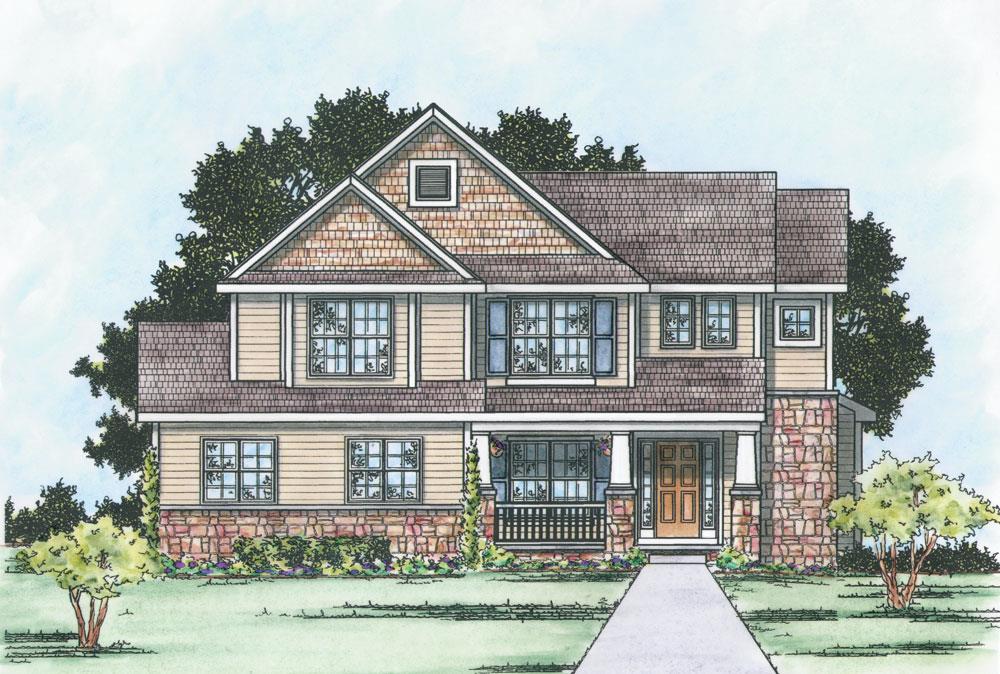 Front Elevation of this Craftsman House (#120-2296) at The Plan Collection.