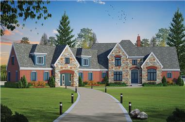 5-Bedroom, 5460 Sq Ft French Home Plan - 120-2473 - Main Exterior