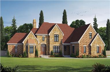 4-Bedroom, 4748 Sq Ft French Home Plan - 120-2474 - Main Exterior