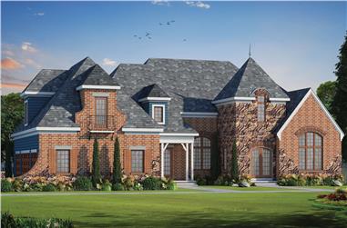 4-Bedroom, 4604 Sq Ft French House Plan - 120-2486 - Front Exterior