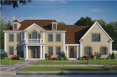 5-Bedroom, 5722 Sq Ft Colonial Home Plan - 120-2495 - Main Exterior