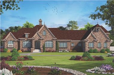 4-Bedroom, 7350 Sq Ft French Home Plan - 120-2593 - Main Exterior