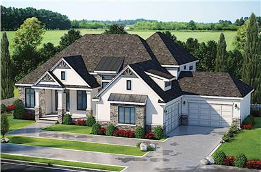 5-Bedroom, 6524 Sq Ft Transitional House Plan - 120-2605 - Front Exterior