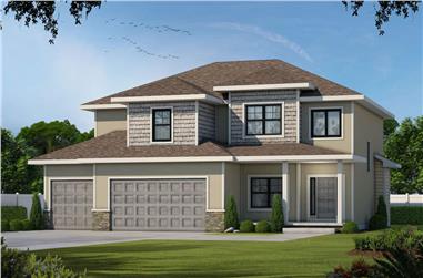 4-Bedroom, 2738 Sq Ft Contemporary House - Plan #120-2664 - Front Exterior