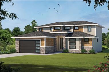 4-Bedroom, 2626 Sq Ft Contemporary House Plan - 120-2710 - Front Exterior