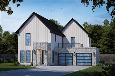 Contemporary Country Home Plan - 3 Bedrms, 2.5 Baths - 2240 Sq Ft