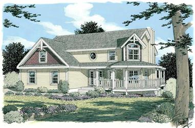 3-Bedroom, 1591 Sq Ft Country Home Plan - 121-1012 - Main Exterior