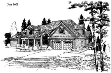 4-Bedroom, 3363 Sq Ft Country House Plan - 121-1033 - Front Exterior