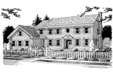 3-Bedroom, 2863 Sq Ft Colonial Home Plan - 121-1060 - Main Exterior