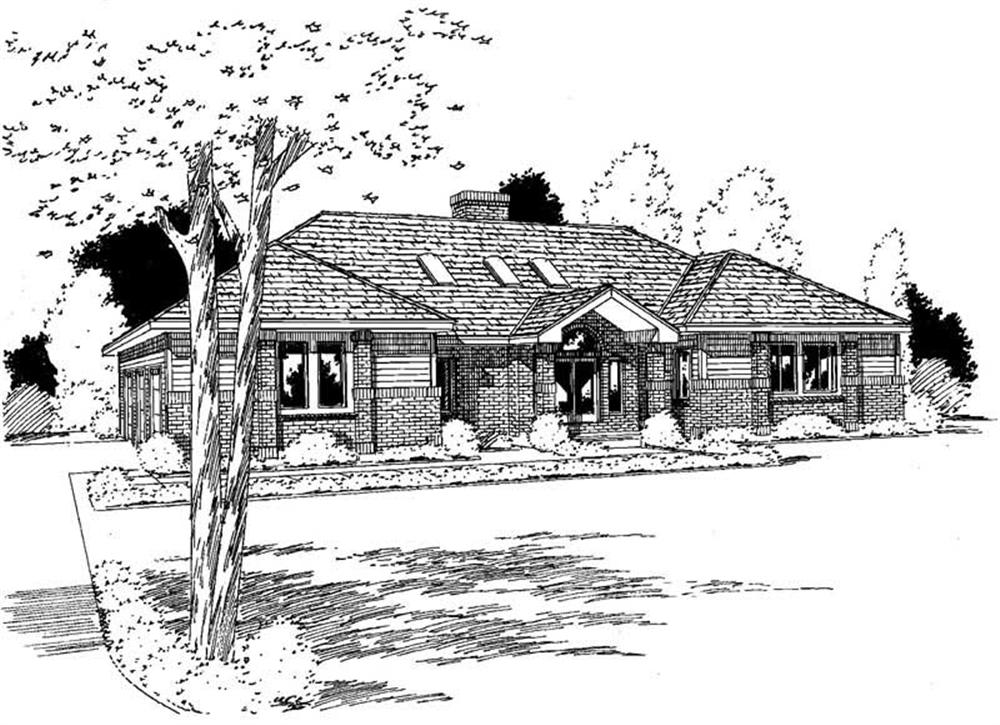 Front elevation of Ranch home (ThePlanCollection: House Plan #121-1063)