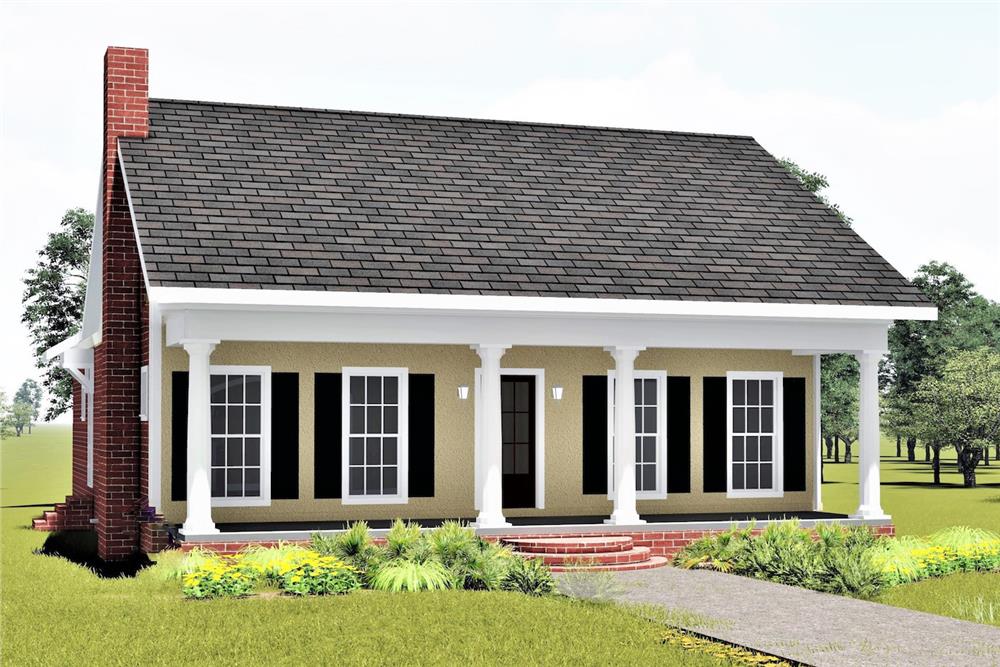 Front elevation of Southern home plan (ThePlanCollection: House Plan #123-1020)