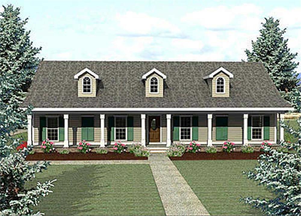 Front elevation of Country home (ThePlanCollection: House Plan #123-1034)